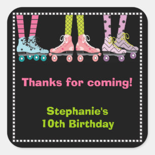 Funky Meisjes Rolschaatsen Favor Stickers Groot