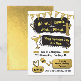 Funky Mexicaanse Fiesta Gold Foil repetitie diner Kaart