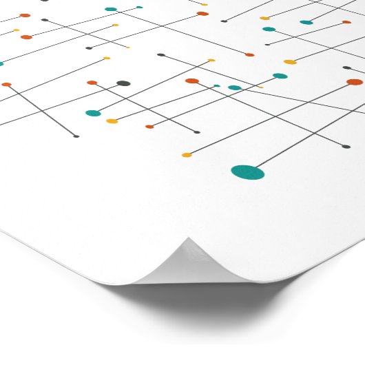 Funky mid-century lijnen en Stippen retro Poster (Hoek)