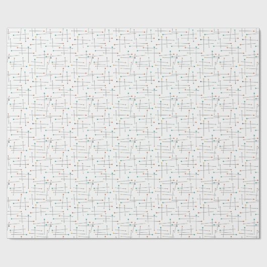 Funky Mid Century Lines en Stippen Retro Pattern Cadeaupapier (Vlak)