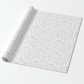 Funky Mid Century Lines en Stippen Retro Pattern Cadeaupapier (Uitgerold)