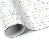 Funky Mid Century Lines en Stippen Retro Pattern Cadeaupapier (Rol Hoek)