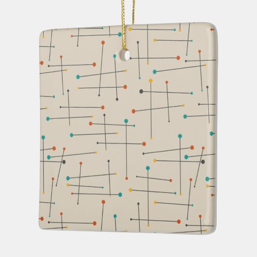 Funky Mid Century Lines Pattern Retro Kerstmis Keramisch Ornament (Links)