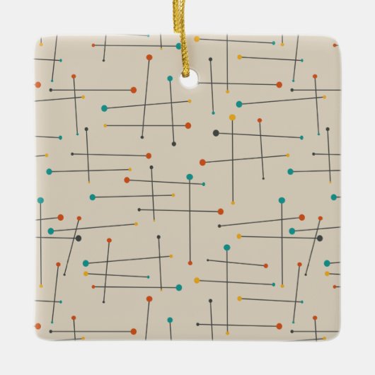 Funky Mid Century Lines Pattern Retro Kerstmis Keramisch Ornament (Voorkant)