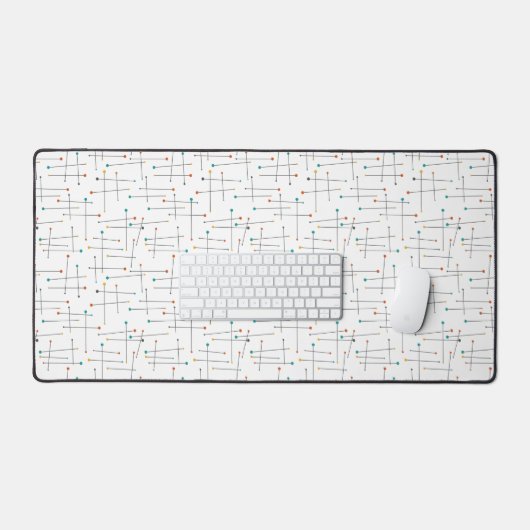 Funky Mid Century Modern Lines en Stippen Pattern Bureaumat (Keyboard & Muis)