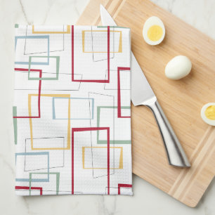 Funky Mid Century Red Blue Green Yellow Squares Theedoek