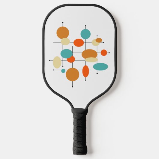 Funky Mid Century Retro Oranje Turquoise Circles Pickleball Paddle (Voorkant)