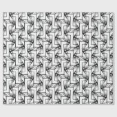 Funky Minimal Black White Pattern Giftwrap Paper Cadeaupapier (Vlak)