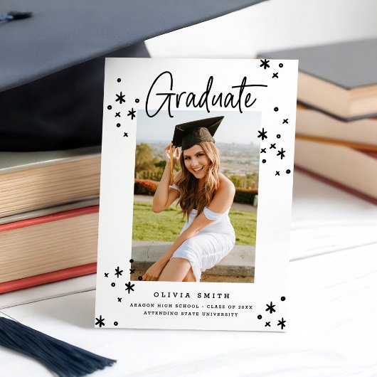 Funky Modern Black & White Graduation Faire-part