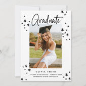 Funky Modern Black & White Graduation Faire-part (Devant)