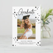 Funky Modern Black & White Graduation Faire-part (Debout devant)