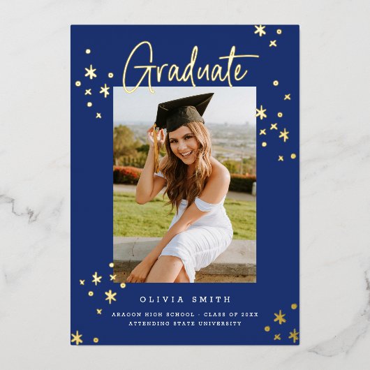 Funky Modern Blue Gold Faire-part (Recto)