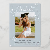 Funky Modern Grey Silver Faire-part de graduation (Recto)