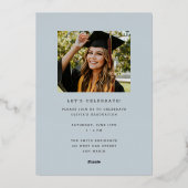 Funky Modern Grey Silver Faire-part de graduation (Verso)