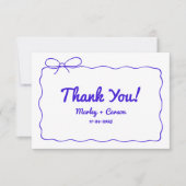Funky Modern Hand Lettered Royal Blue Wedding Bedankkaart (Voorkant)