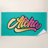 Funky Modern Topaas | Donker Turquoise Aloha Stran Strandlaken (Voorkant)