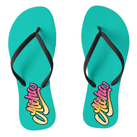 Funky Modern Topaz | Donkere Turquoise Beach Teenslippers (Voetbed)