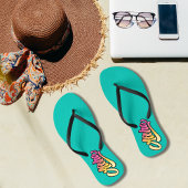 Funky Modern Topaz | Donkere Turquoise Beach Teenslippers