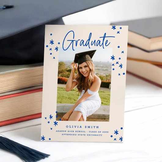 Funky Moderne Bleu Clair Faire-part de graduation