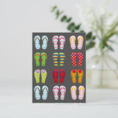 Funky moderne mode teenslippers kleurrijke sandale briefkaart (Staand voorkant)