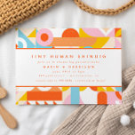 Funky Moderne Orange Minuscule Baby shower Humain<br><div class="desc">Funky Moderne Orange Minuscule Baby shower Humain Shindig Invitation. Parfait pour les baby showers modernes sans distinction de sexe.</div>