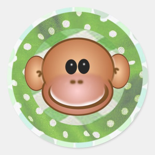 Funky Monkey Ronde Sticker (Voorkant)