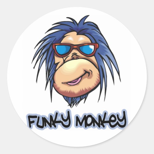 Funky Monkey Ronde Sticker (Voorkant)