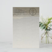 Funky Monogram Grey Grunge Briefpapier (Staand voorkant)
