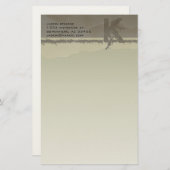 Funky Monogram Taupe Stationery Briefpapier (Voorkant / Achterkant)