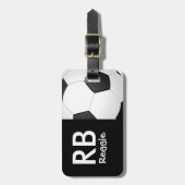 Funky Monogrammed Voetbal Bagagelabel (Voorkant verticaal)