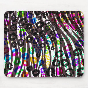 Funky Multi-Animal Print Pattern Heldere kleuren Muismat