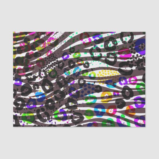 Funky Multi-Animal Print Pattern Heldere kleuren Tissuepapier (Voorkant)