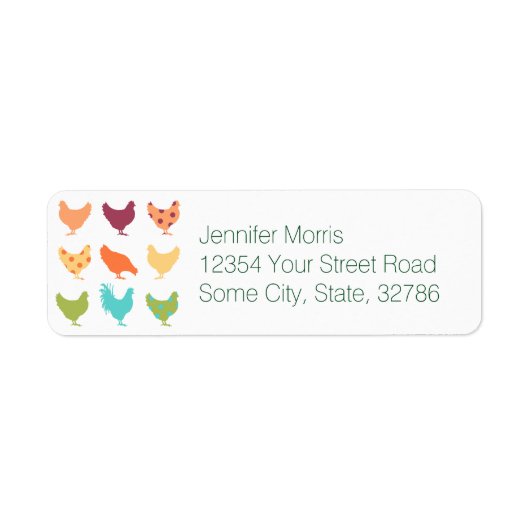 Funky Multi-Color Chicken Pattern Etiket (Voorkant)