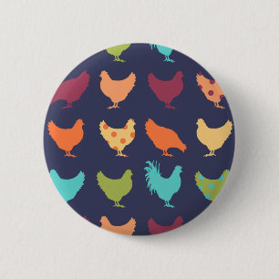 Funky Multi-Color Chicken Pattern Ronde Button 5,7 Cm