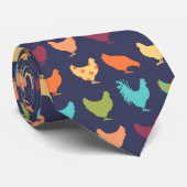 Funky Multi-Color Chicken Pattern Stropdas (Opgerold)