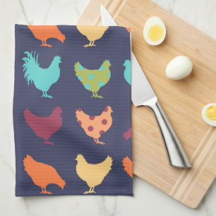 Funky Multi-Color Chicken Pattern Theedoek