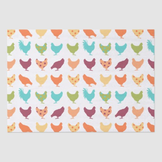 Funky Multi-Color Chicken Pattern Tissuepapier (Voorkant)