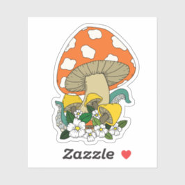 Funky Mushroom Retro Kleuren Laptop Sticker
