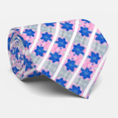 Funky Neon Blue Lily Flower Pattern Stropdas (Opgerold)