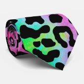 Funky Neon Colorful Leopard Print Stropdas (Opgerold)