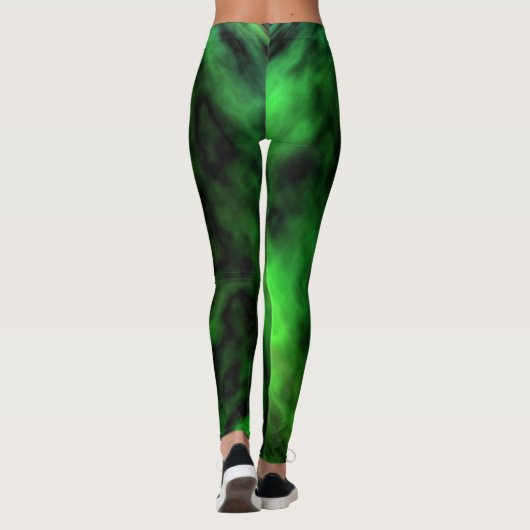 Funky Neon Green Emerald Halloween Abstract Leggings (Achterkant)