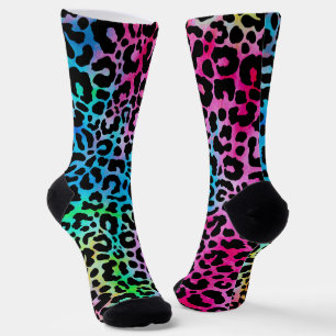 Funky neon kleurrijke luipaardprint sokken