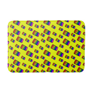 Funky Neon Rainbow Block Patroon Badmat