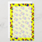 Funky Neon Rainbow Block Patroon Briefpapier (Voorkant / Achterkant)