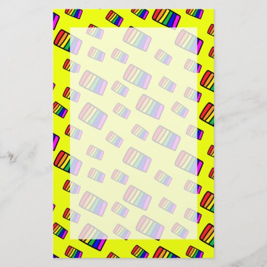 Funky Neon Rainbow Block Patroon Briefpapier (Voorkant)