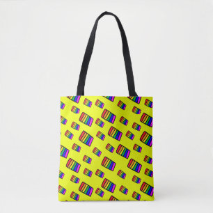 Funky Neon Rainbow Block Patroon Draagtas