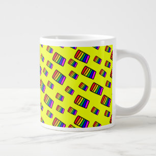 Funky Neon Rainbow Block Patroon Extra Grote Beker
