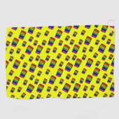 Funky Neon Rainbow Block Patroon Golfhanddoek (Horizontaal)