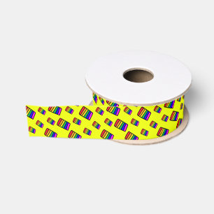 Funky Neon Rainbow Block Patroon Grosgrain Lint