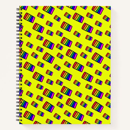 Funky Neon Rainbow Block Patroon Notitieboek (Voorkant)